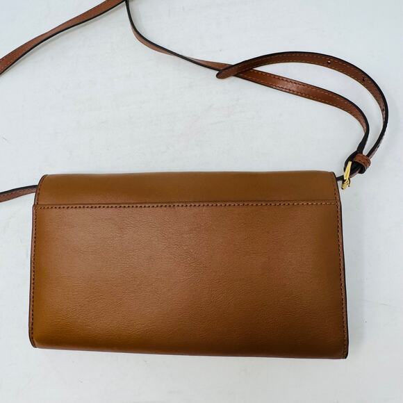 Lauren by Ralph Lauren RLL Brown Leather Crossbody Bag Small Flap Bag - Picture 3 of 9